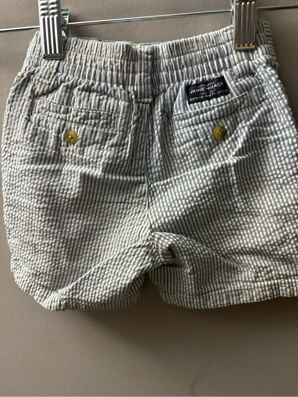 Janie and Jack Light Blue Seersucker Stripe Shorts